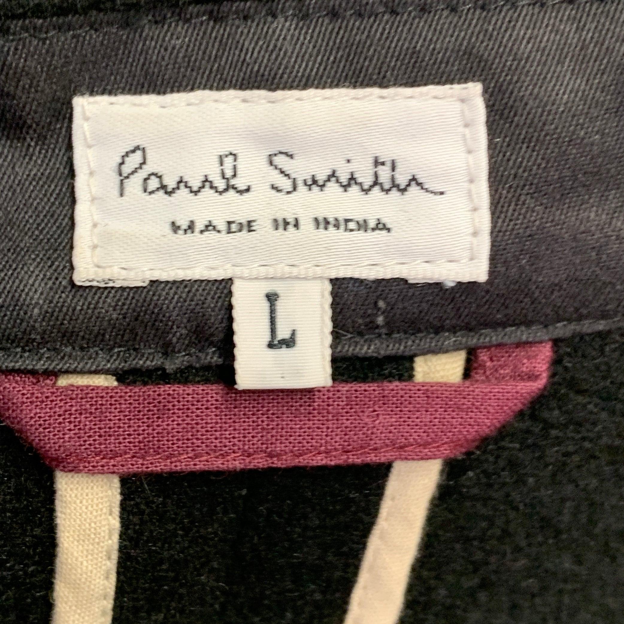 PAUL SMITH Size L Black Wool Blend Peak Lapel Double Breasted Coat For Sale 2
