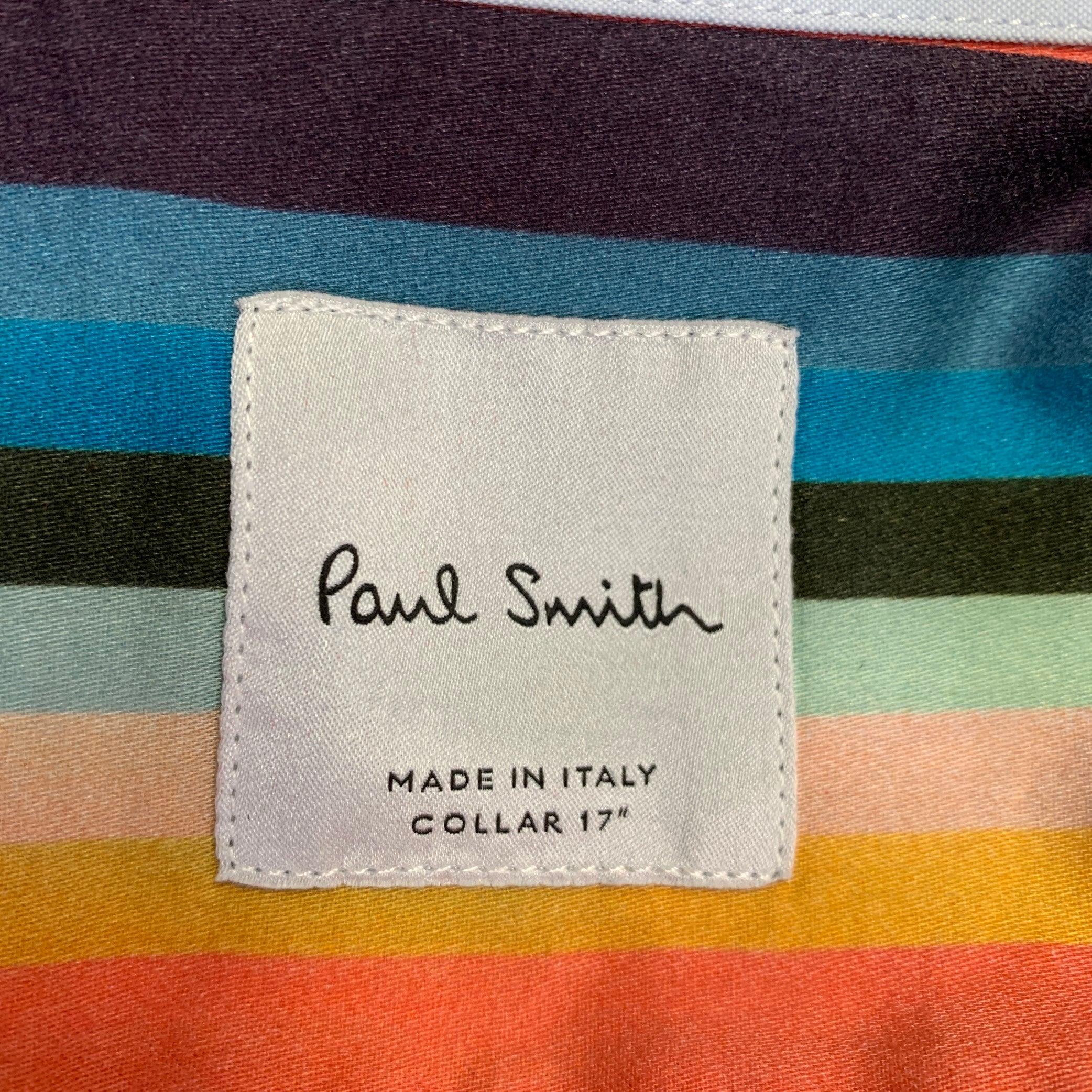 PAUL SMITH Size L Blue Cotton One Pocket Long Sleeve Shirt In Excellent Condition For Sale In San Francisco, CA