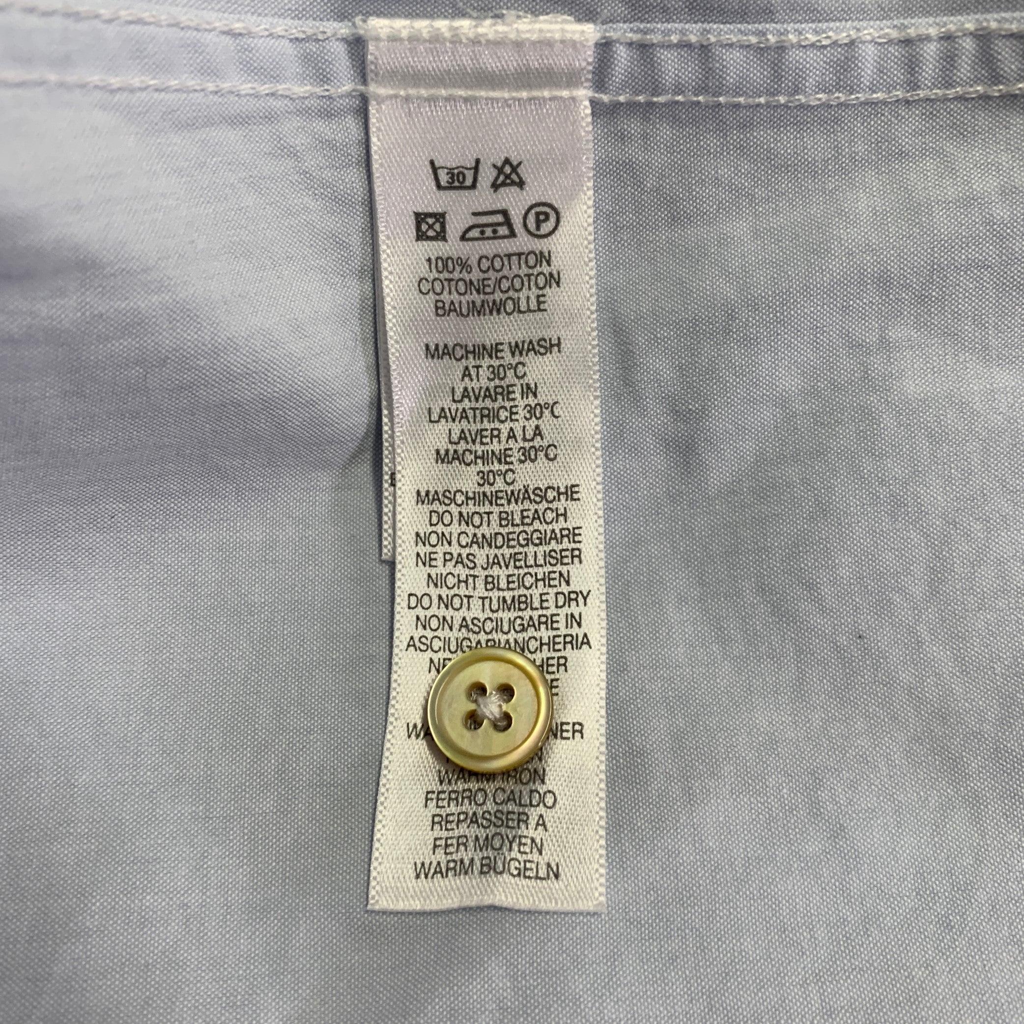 Men's PAUL SMITH Size L Blue Cotton One Pocket Long Sleeve Shirt For Sale