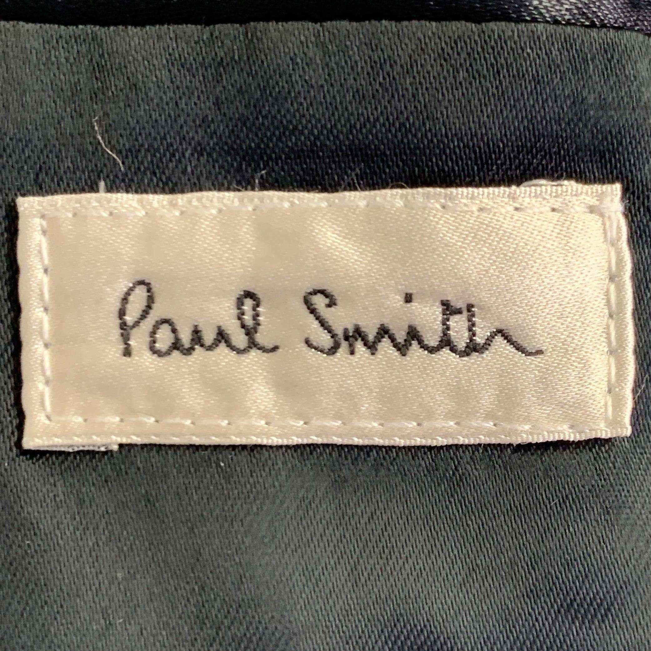 Paul Smith taglia L Marrone Nero Arazzo Jacquard misto lana con bottoni a pressione nascosti in vendita 1
