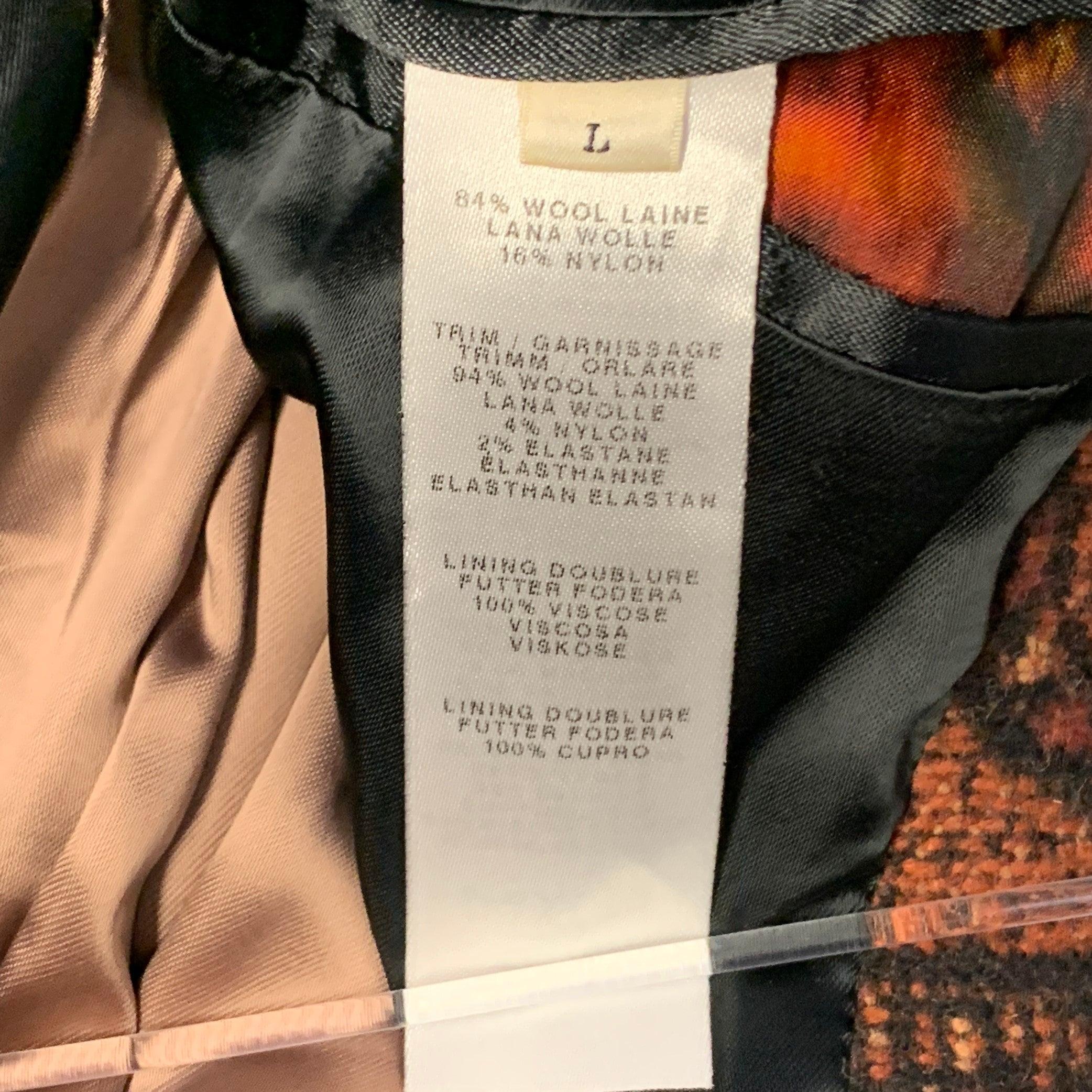 Paul Smith taglia L Marrone Nero Arazzo Jacquard misto lana con bottoni a pressione nascosti in vendita 3