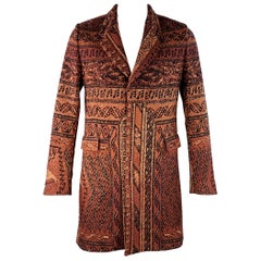 Paul Smith taglia L Marrone Nero Arazzo Jacquard misto lana con bottoni a pressione nascosti