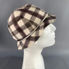 PAUL SMITH Größe L Braun Weiß Gingham Baumwolle Hüte