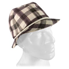 PAUL SMITH Größe L Braun Weiß Gingham Baumwolle Hüte