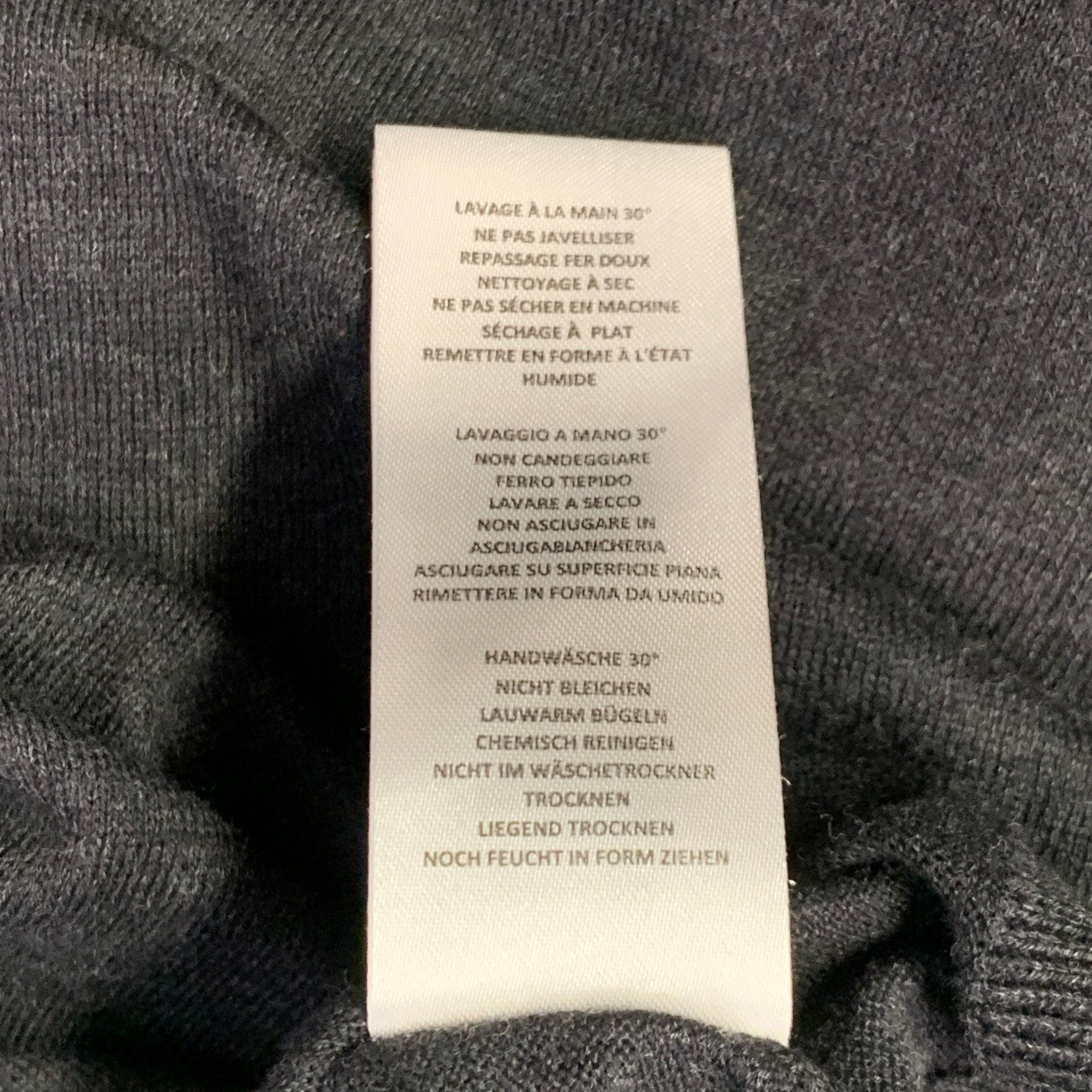 PAUL SMITH Size L Grey Contrast Trim Cotton Merino Wool Long Sleeve Polo 4