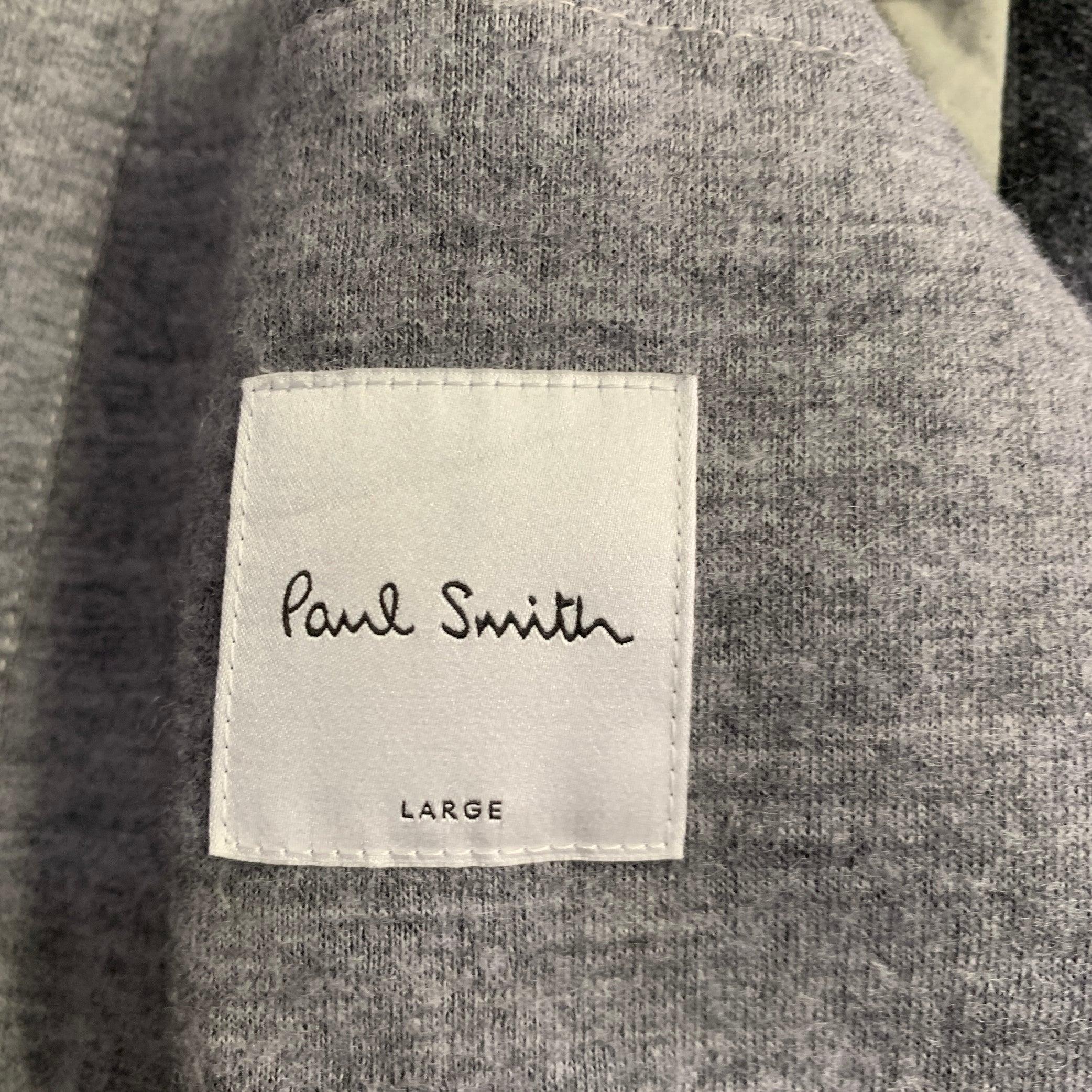 PAUL SMITH - Veste boutonnée croisée en laine mélangée grise avec revers en forme de cloche, taille L en vente 1