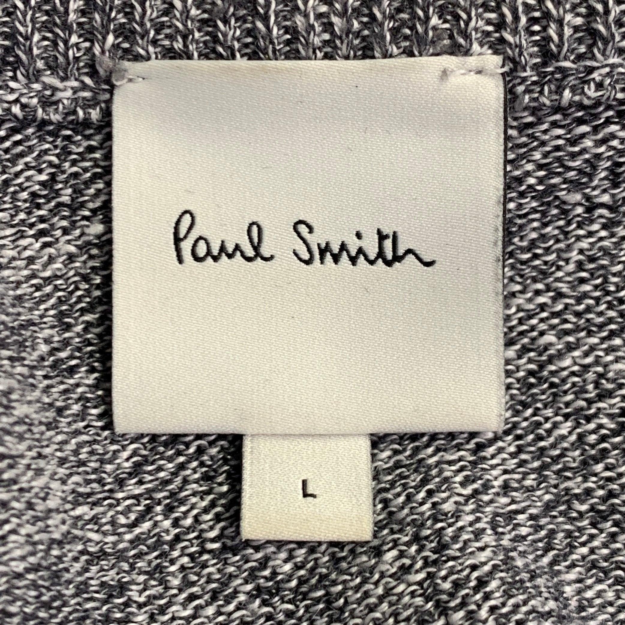 PAUL SMITH Pull à col ras du cou en coton et laine gris chiné multicolore en vente 2