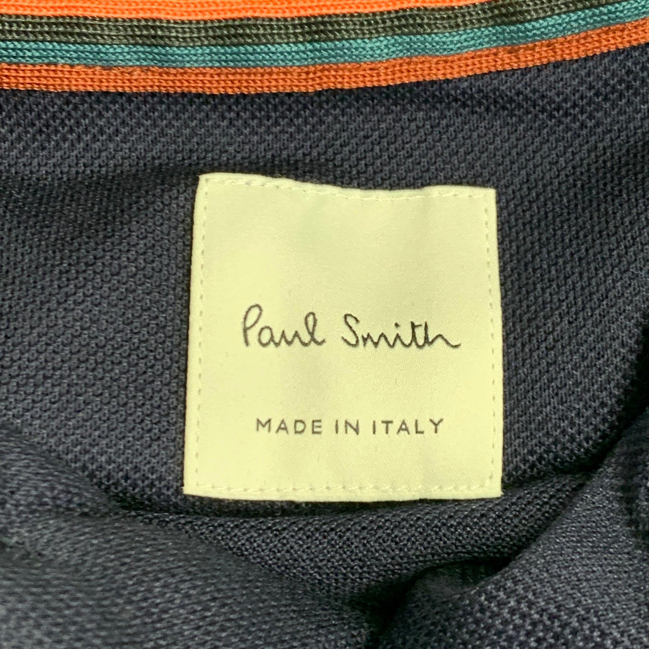 PAUL SMITH Größe L Marineblaues Kurzarm-Polo aus Baumwolle mit Kontrastbesatz und mehrfarbigem Kontrastbesatz im Angebot 1