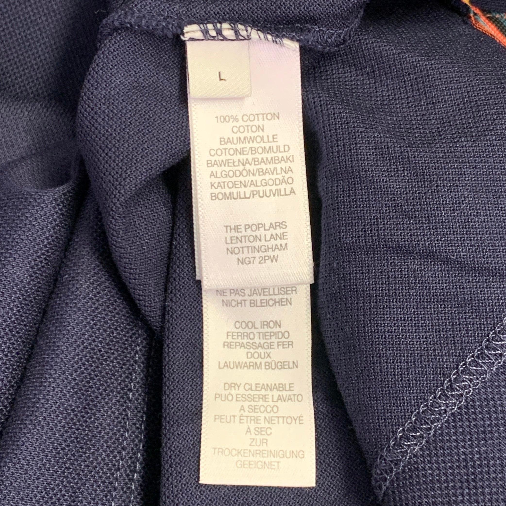 PAUL SMITH Größe L Marineblaues Kurzarm-Polo aus Baumwolle mit Kontrastbesatz und mehrfarbigem Kontrastbesatz im Angebot 2