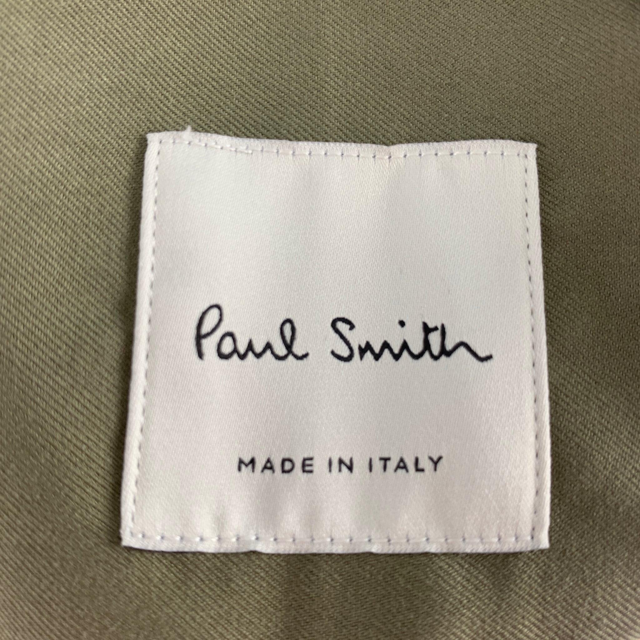 Men's PAUL SMITH Size L Orange Rust Cotton Worker Long Sleeve Shirt For Sale
