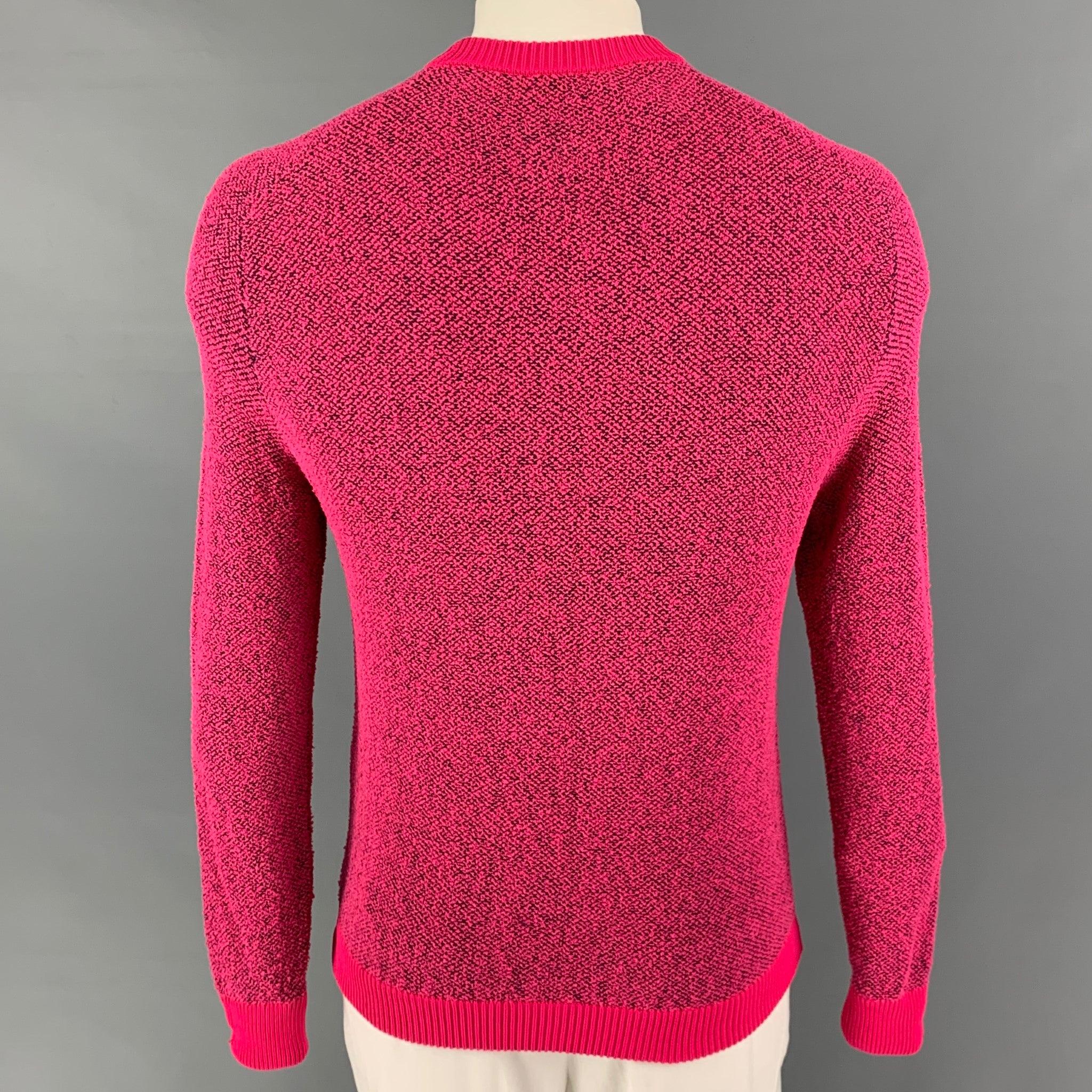 Men's PAUL SMITH Size L Pink Black Textured Polyamide Blend Crew-Neck Pullover For Sale