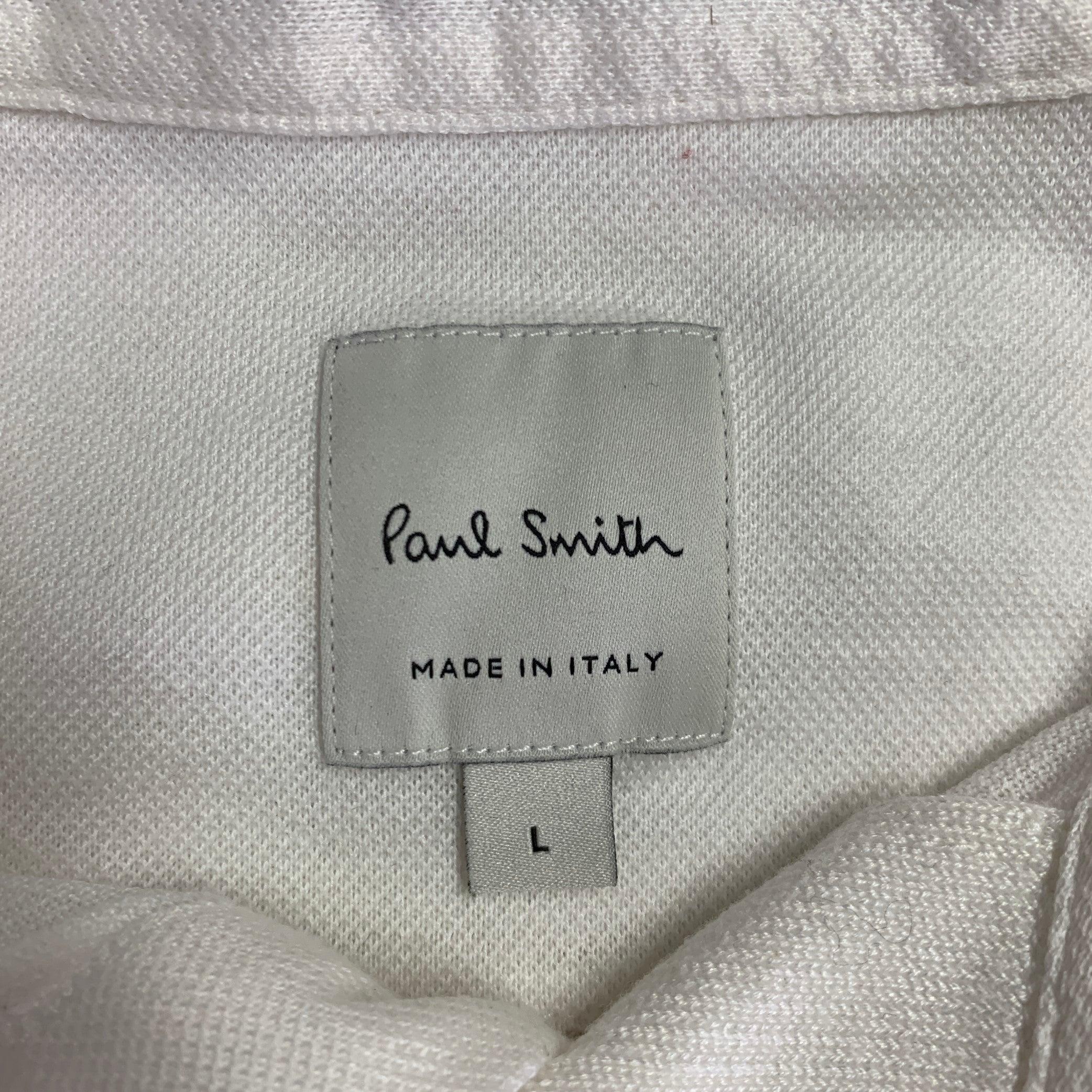 PAUL SMITH Polo blanc multicolore bordé de contrastes en coton Excellent état - En vente à San Francisco, CA