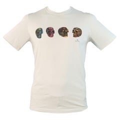 Paul Smith Taglia L Maglietta a girocollo in cotone bianca con teschi multicolore
