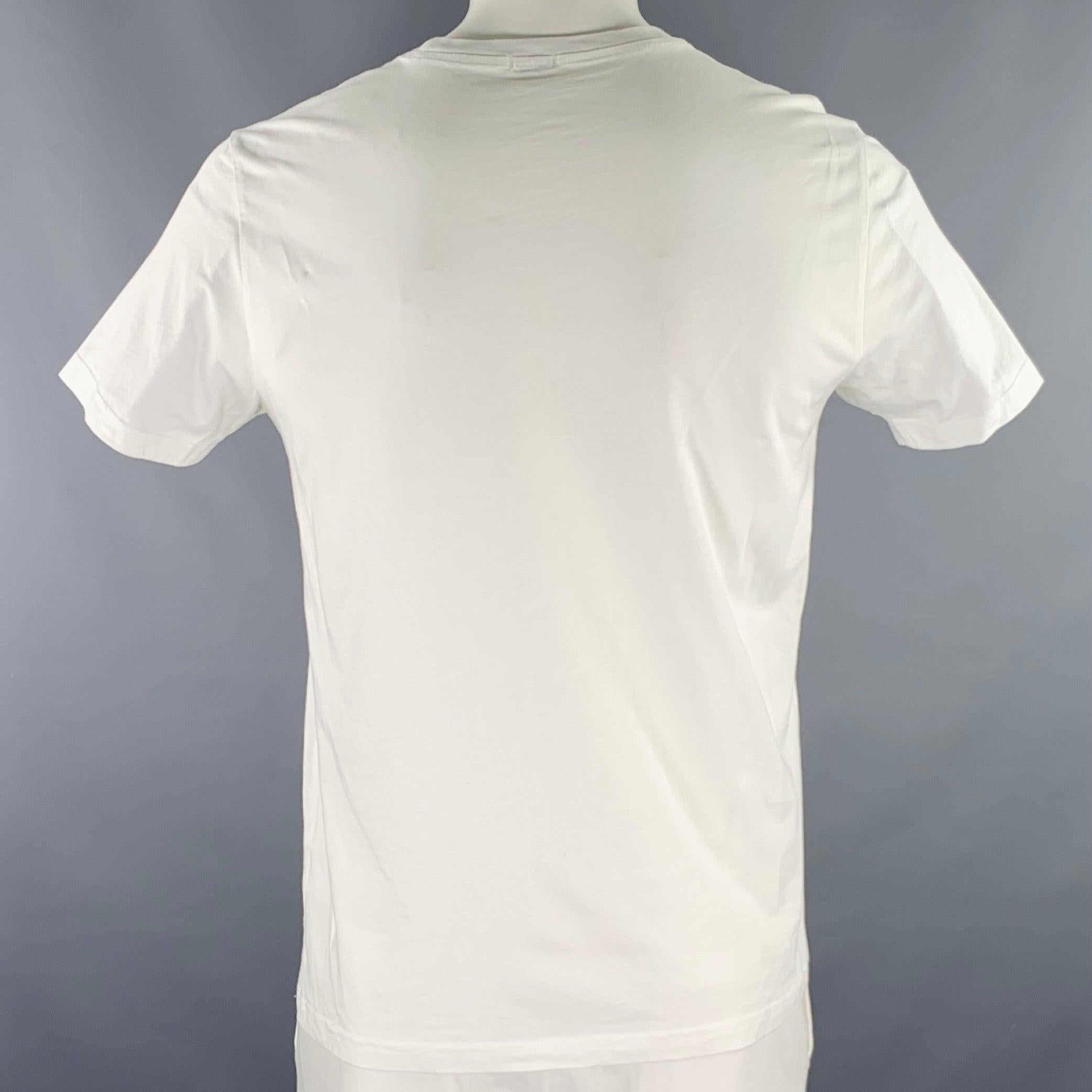 Gris PAUL SMITH, T-shirt à manches courtes en coton zébré multicolore blanc, taille L en vente