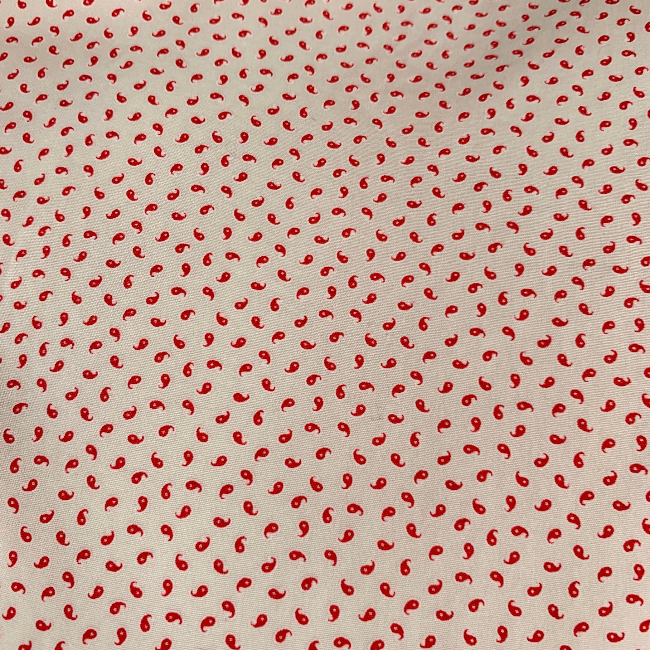 PAUL SMITH LONDON long sleeve shirt
in a white and red cotton woven fabric featuring a dots paisley pattern, spread collar, and button closure.Excellent Pre-Owned Condition. 

Marked:   16.5/42 

Measurements: 
 
Shoulder: 16 inches Chest: 44 inches
