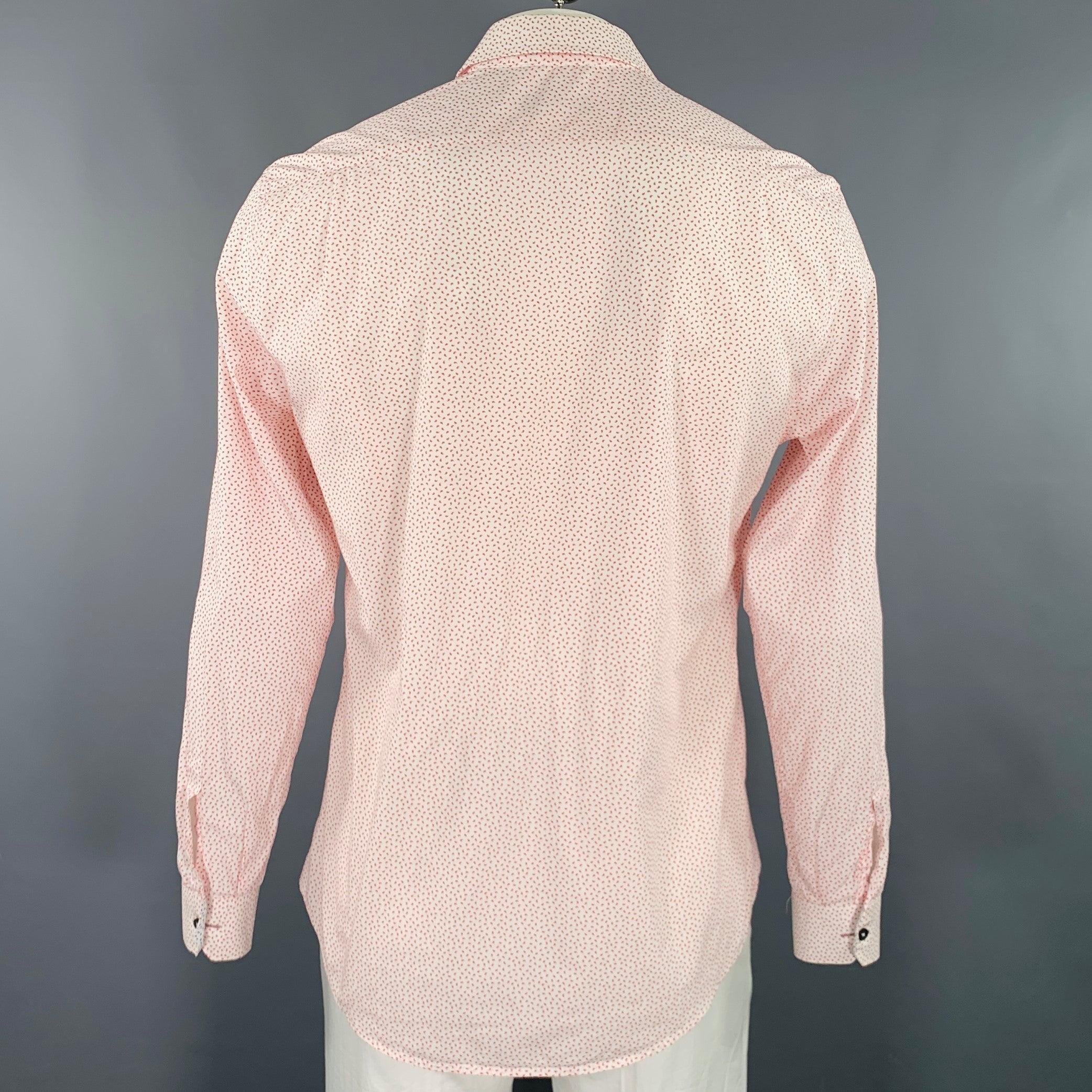 PAUL SMITH Size L White Red Dots Cotton Long Sleeve Shirt In Excellent Condition For Sale In San Francisco, CA