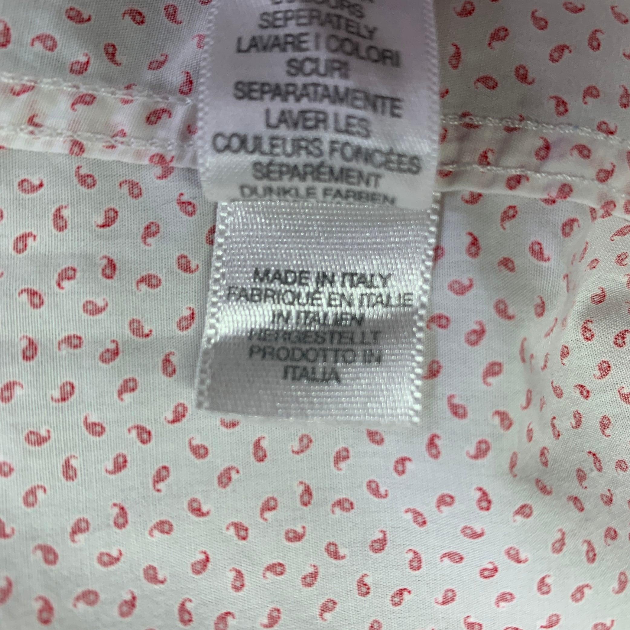 PAUL SMITH Size L White Red Dots Cotton Long Sleeve Shirt For Sale 2