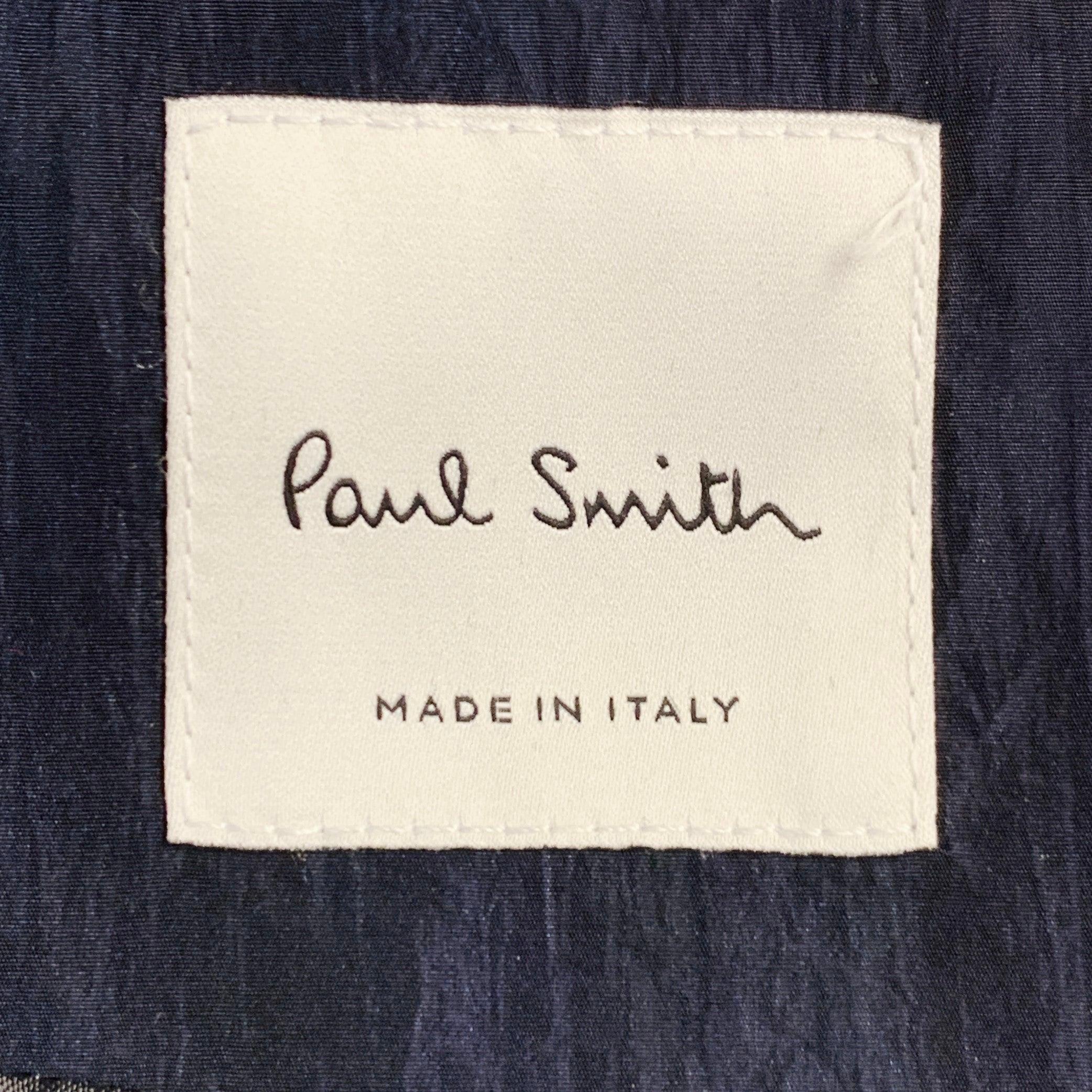 Men's PAUL SMITH Size M Abstract Fire Black Multi Color Nylon Bomber Jacket For Sale