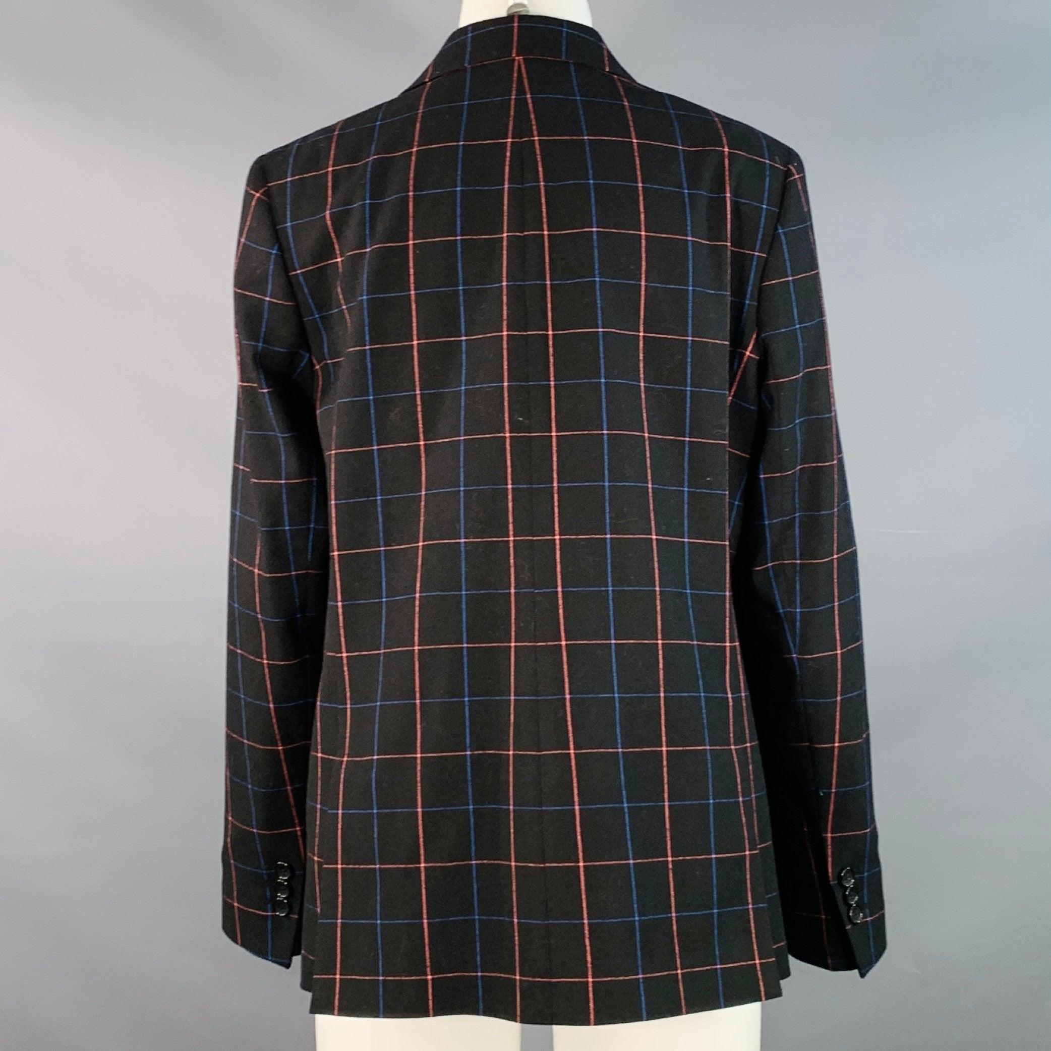 PAUL SMITH Größe M Schwarz Blau Orange Fensterscheibe Zweireihige Jacke Blazer im Zustand „Hervorragend“ im Angebot in San Francisco, CA