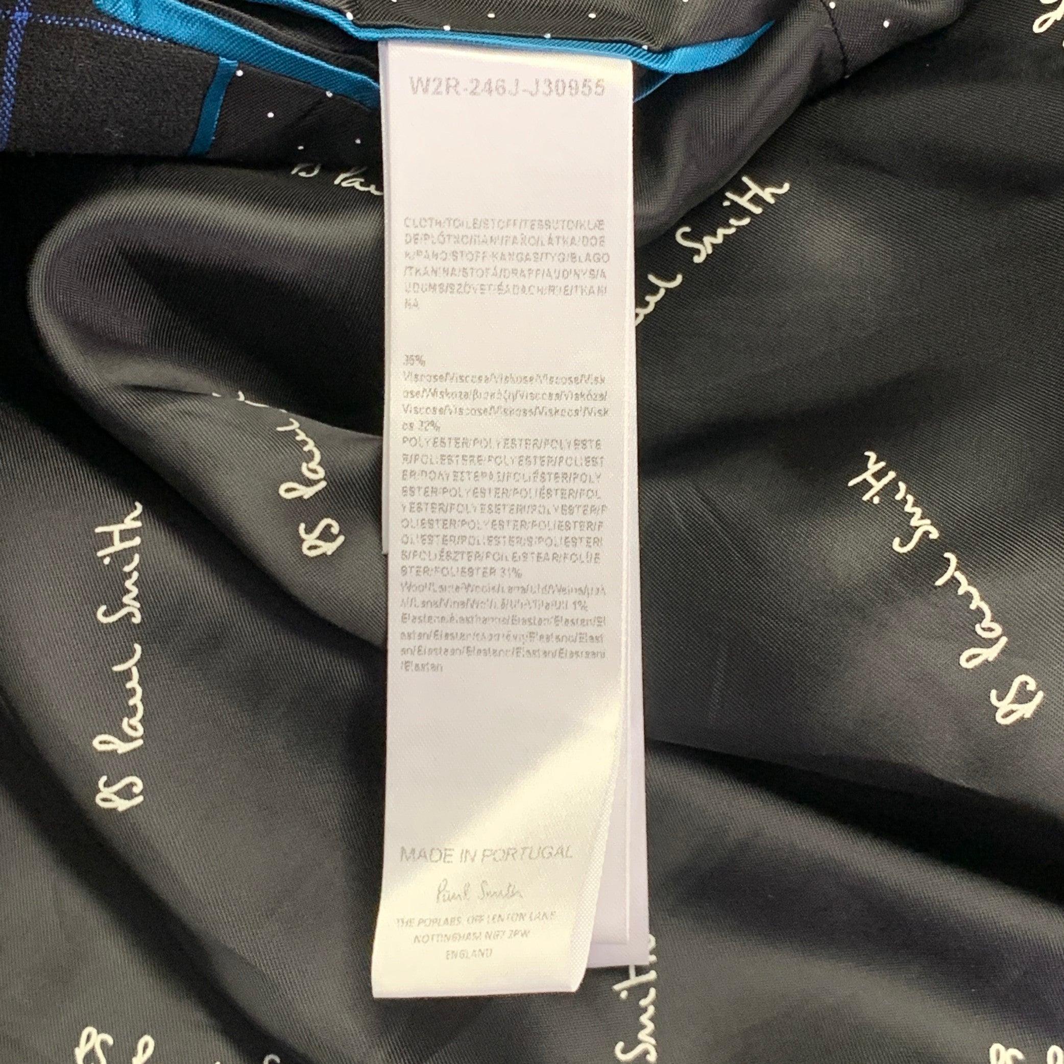 PAUL SMITH Größe M Schwarz Blau Orange Fensterscheibe Zweireihige Jacke Blazer im Angebot 3