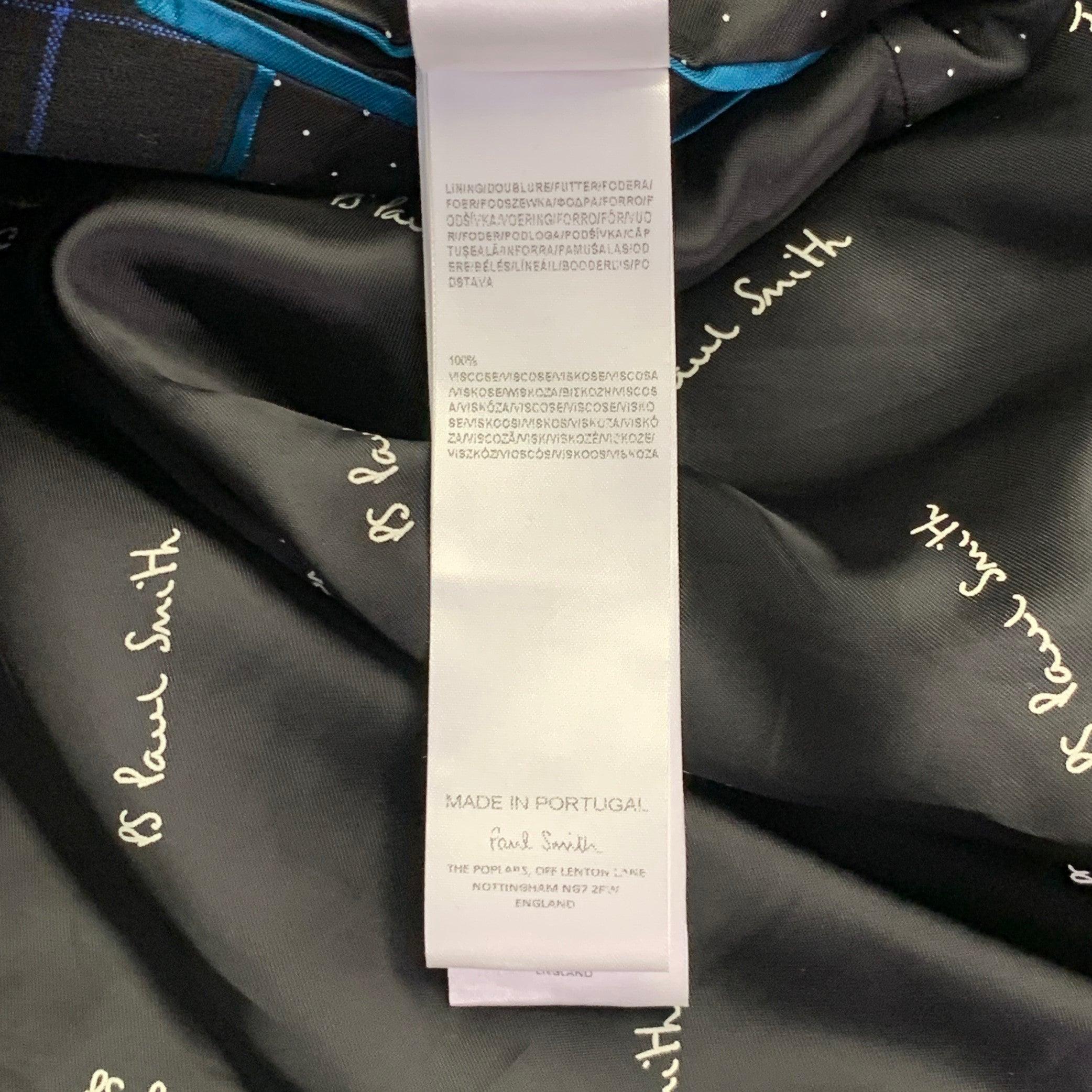 PAUL SMITH Größe M Schwarz Blau Orange Fensterscheibe Zweireihige Jacke Blazer im Angebot 4