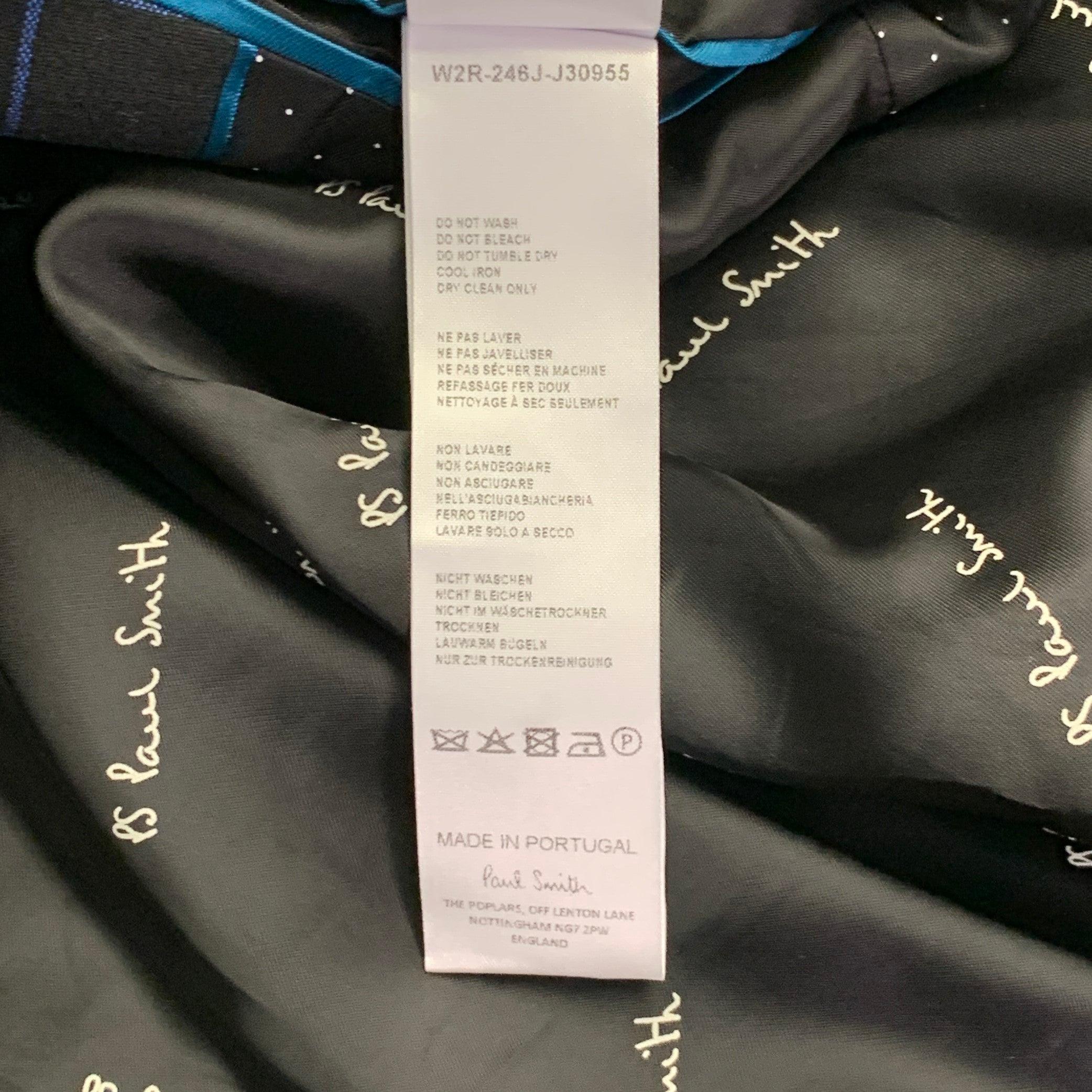 PAUL SMITH Größe M Schwarz Blau Orange Fensterscheibe Zweireihige Jacke Blazer im Angebot 5