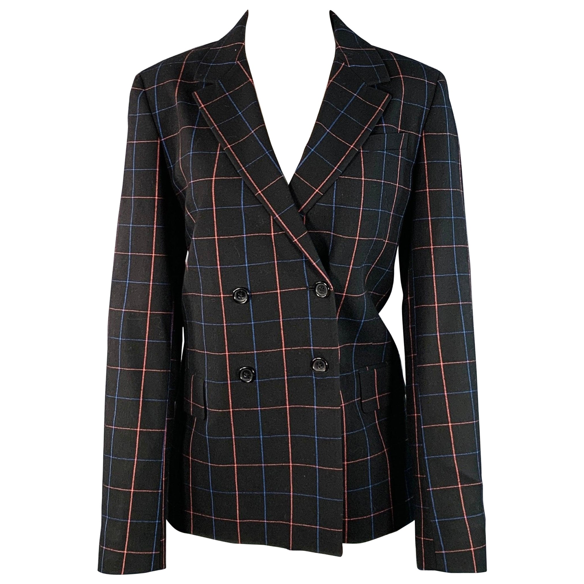 Paul Smith Taglia M Nero Blu Arancione Finestra a doppio petto Giacca Blazer