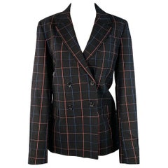 Paul Smith Taglia M Nero Blu Arancione Finestra a doppio petto Giacca Blazer