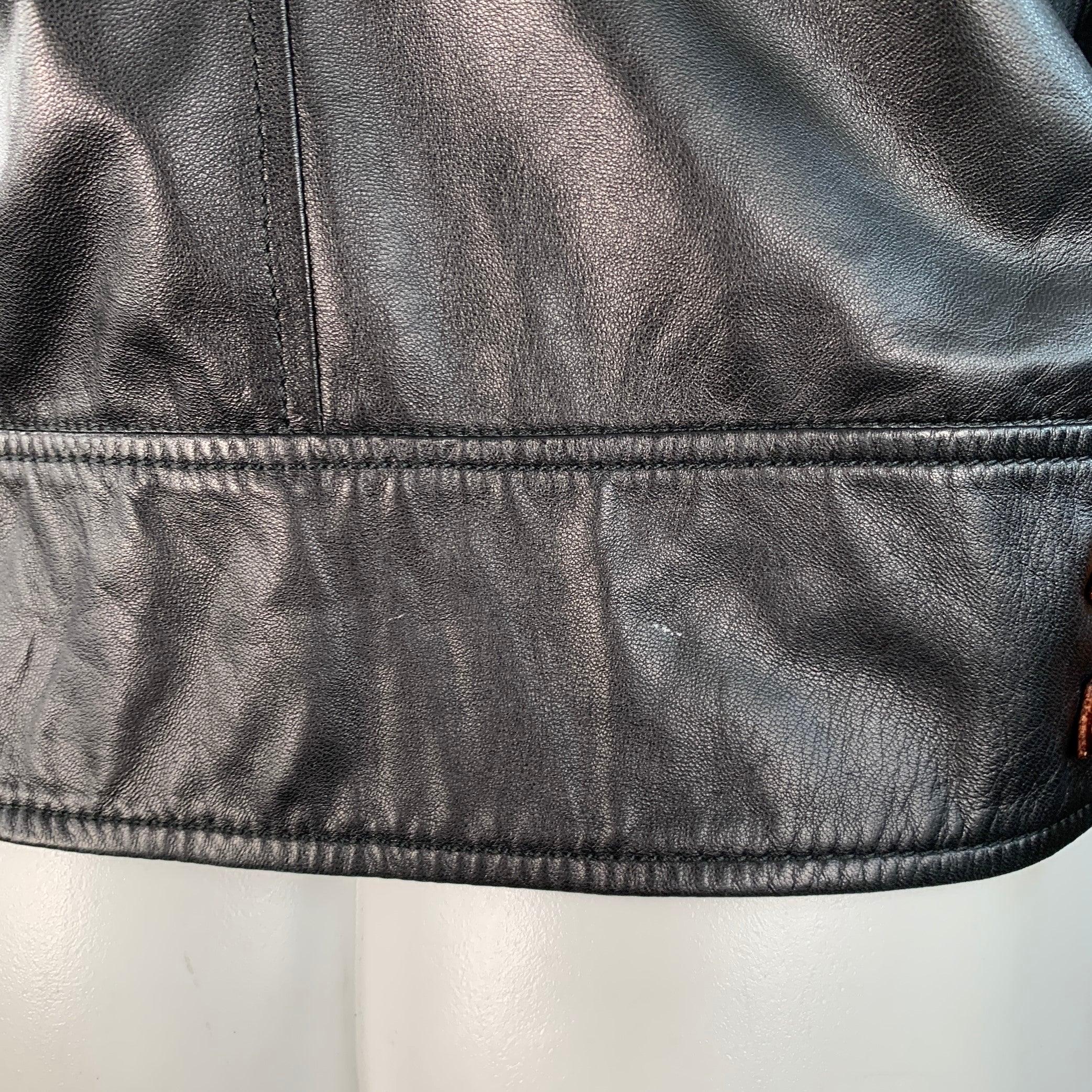 PAUL SMITH Größe M Schwarze gesteppte Bikerjacke aus Leder Herren im Angebot