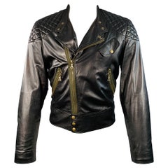 PAUL SMITH Size M Black Leather Quilted Biker Jacket