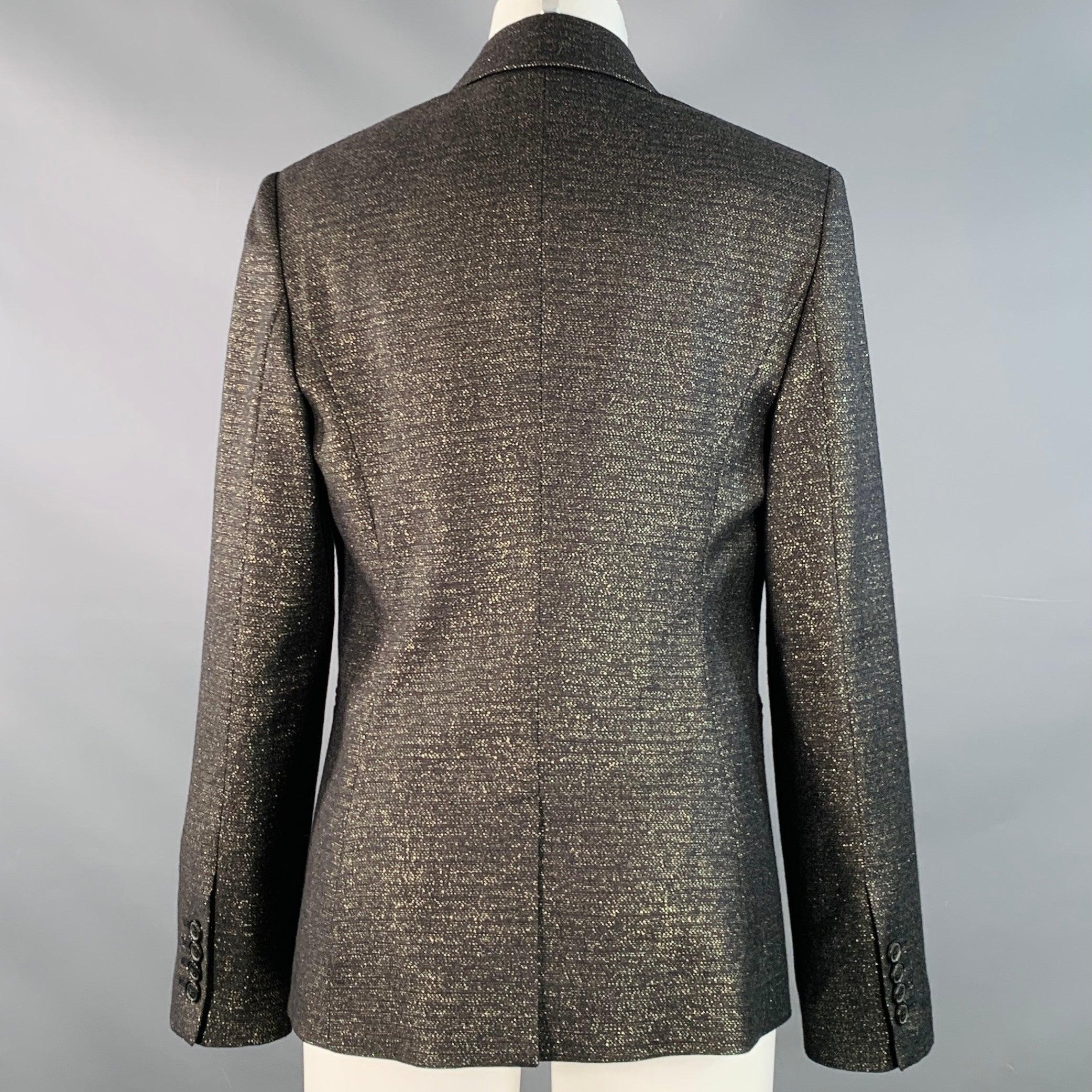PAUL SMITH Size M Black Metallic Gold Wool Blend Single Button Jacket Blazer In Excellent Condition For Sale In San Francisco, CA