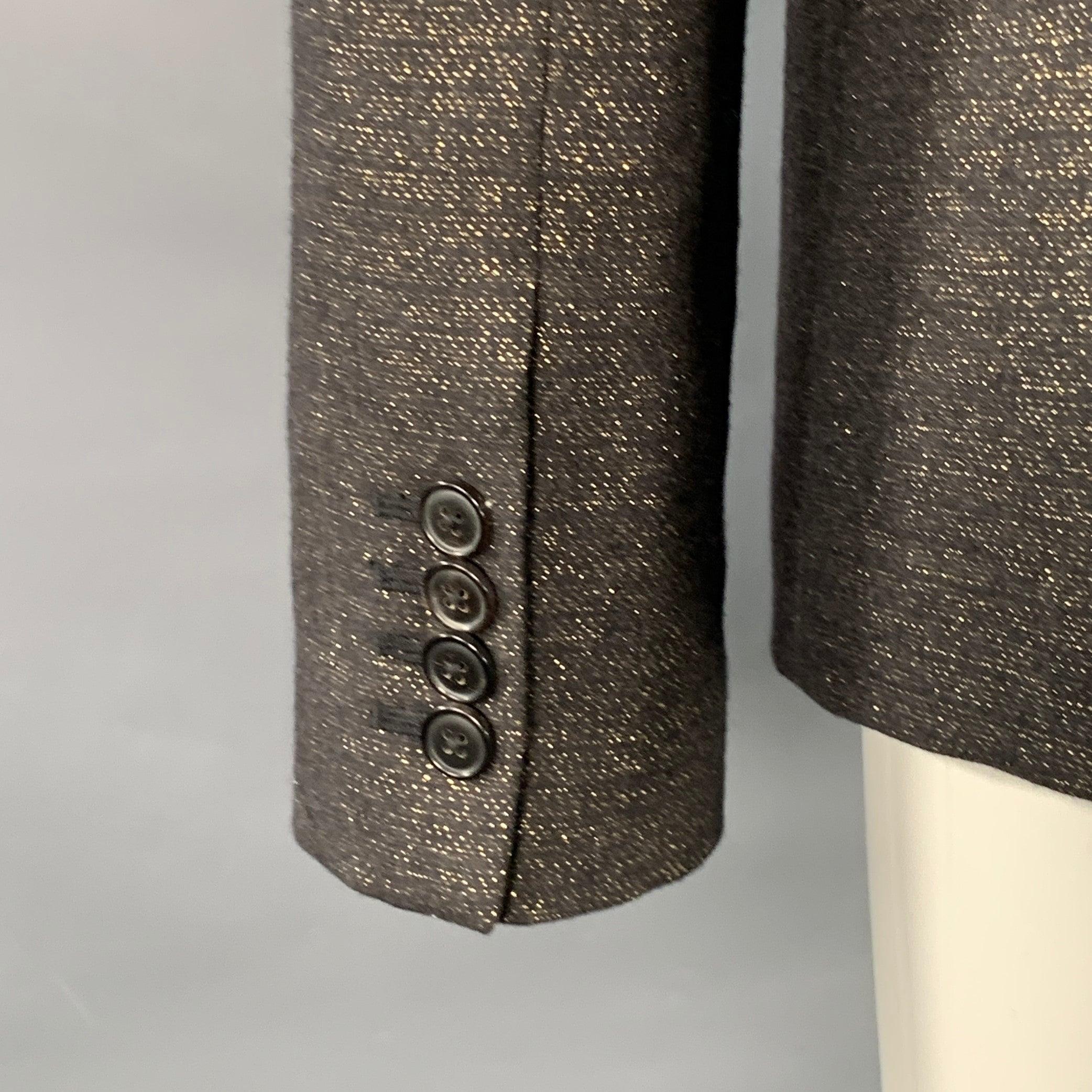 Women's PAUL SMITH Size M Black Metallic Gold Wool Blend Single Button Jacket Blazer For Sale