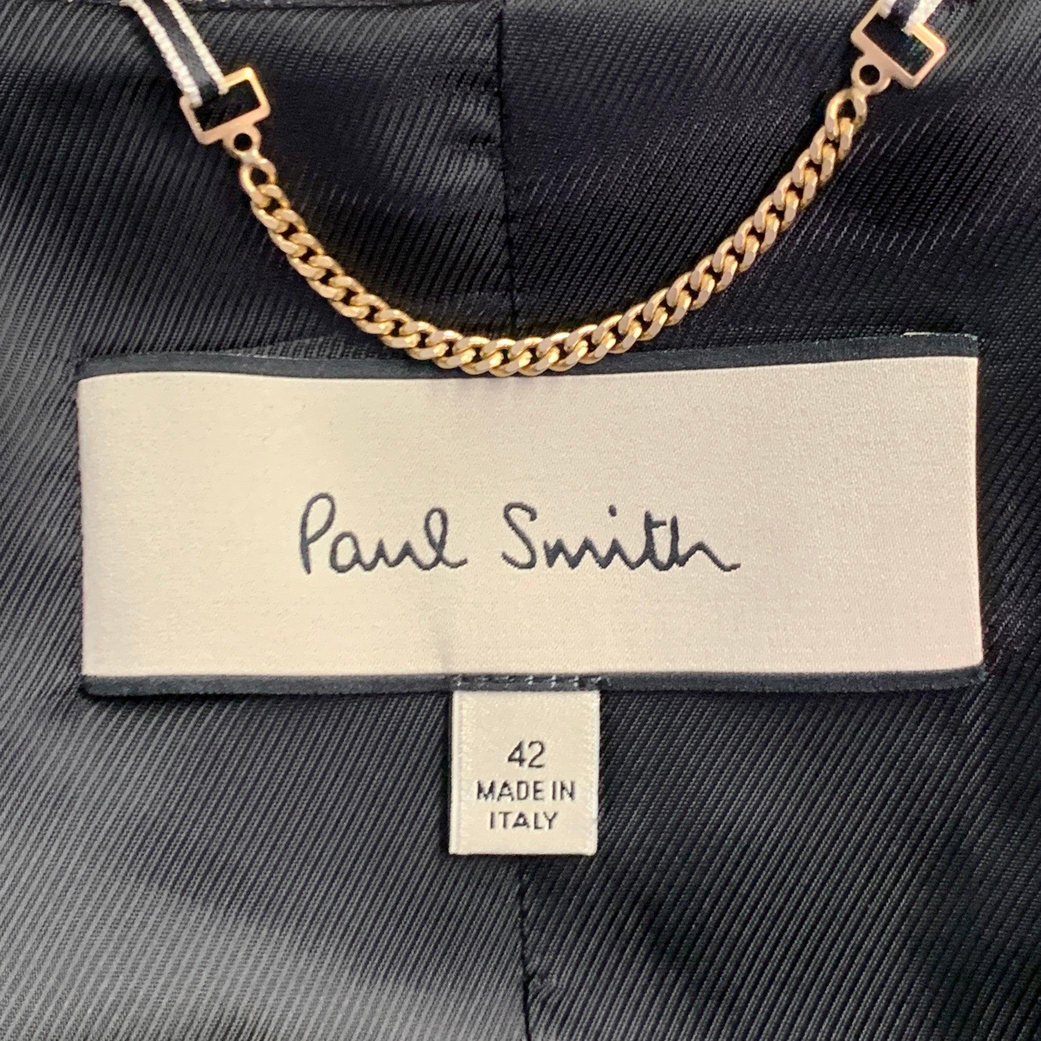 PAUL SMITH Size M Black Metallic Gold Wool Blend Single Button Jacket Blazer For Sale 1