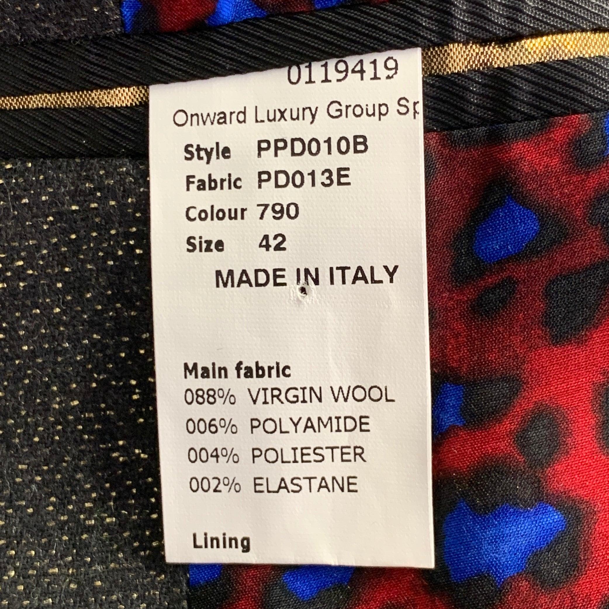 PAUL SMITH Size M Black Metallic Gold Wool Blend Single Button Jacket Blazer For Sale 2
