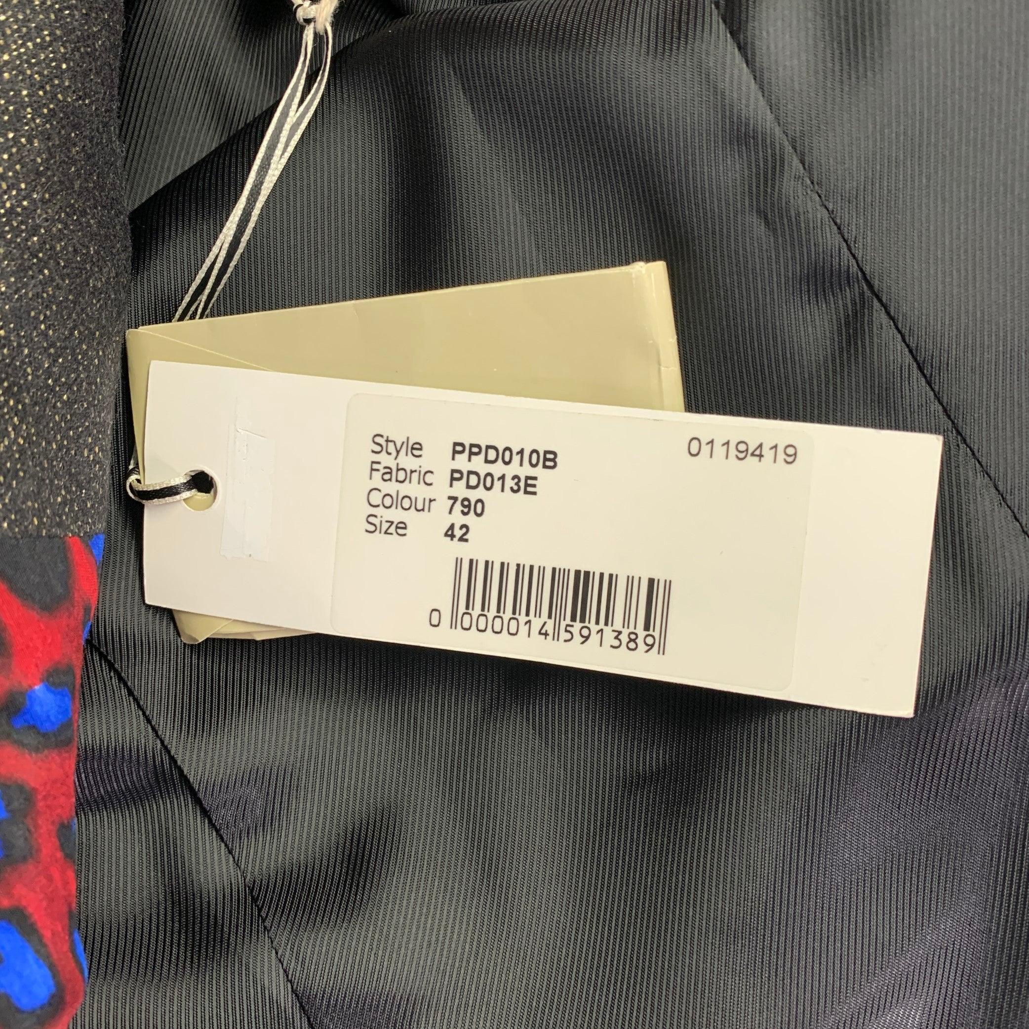 PAUL SMITH Size M Black Metallic Gold Wool Blend Single Button Jacket Blazer For Sale 4