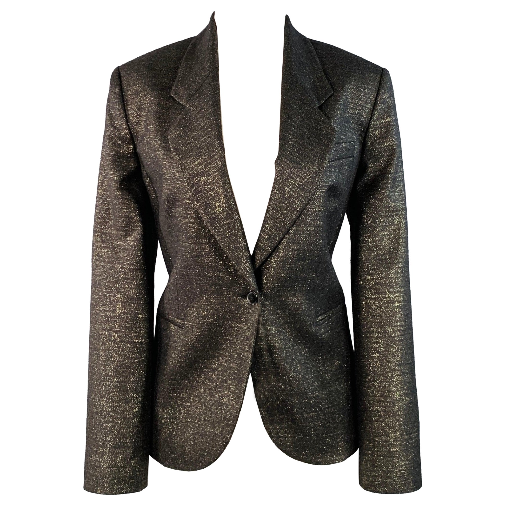 PAUL SMITH Size M Black Metallic Gold Wool Blend Single Button Jacket Blazer For Sale