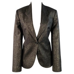 Paul Smith Taglia M Nero Metallizzato Oro Lana Miscela Singolo Bottone Giacca Blazer