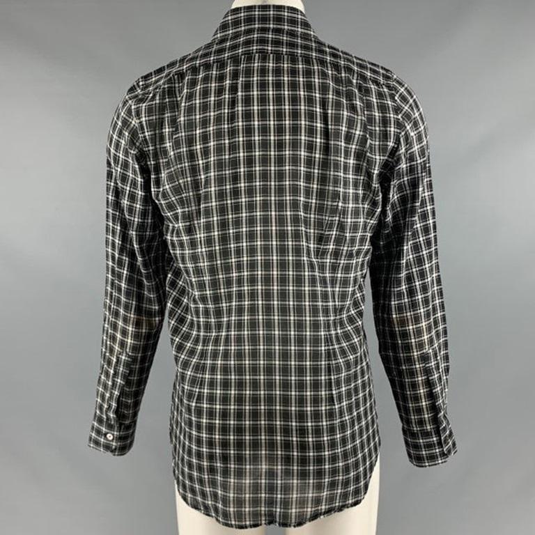 PAUL SMITH Size M Black White Plaid Cotton Long Sleeve Shirt In Excellent Condition For Sale In San Francisco, CA