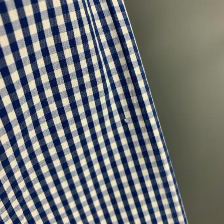 Men's PAUL SMITH Size M Blue White Gingham Cotton Elastane Long Sleeve Shirt For Sale