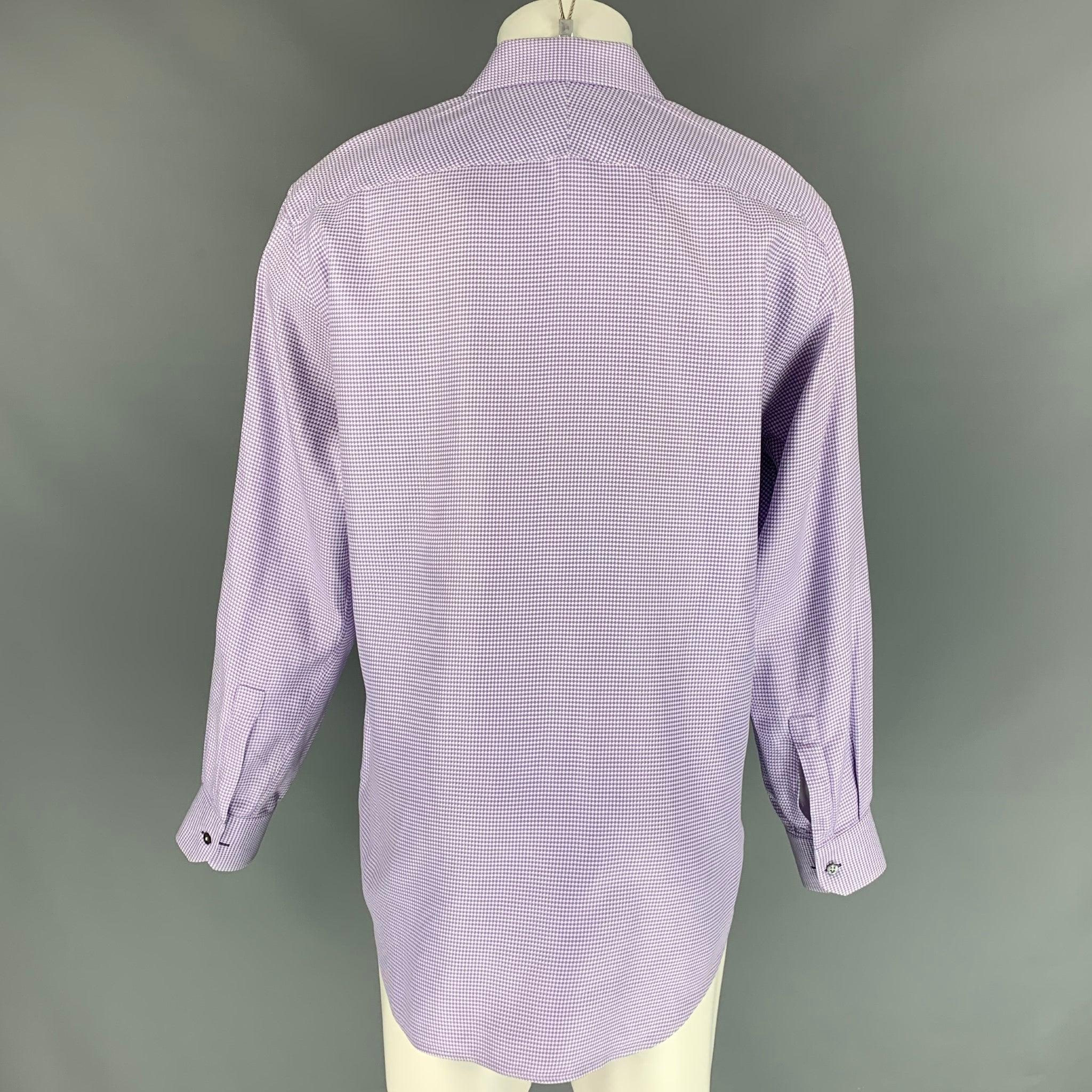 PAUL SMITH Size M Lavender White Checkered Cotton Button Down Long Sleeve Shirt In Good Condition For Sale In San Francisco, CA