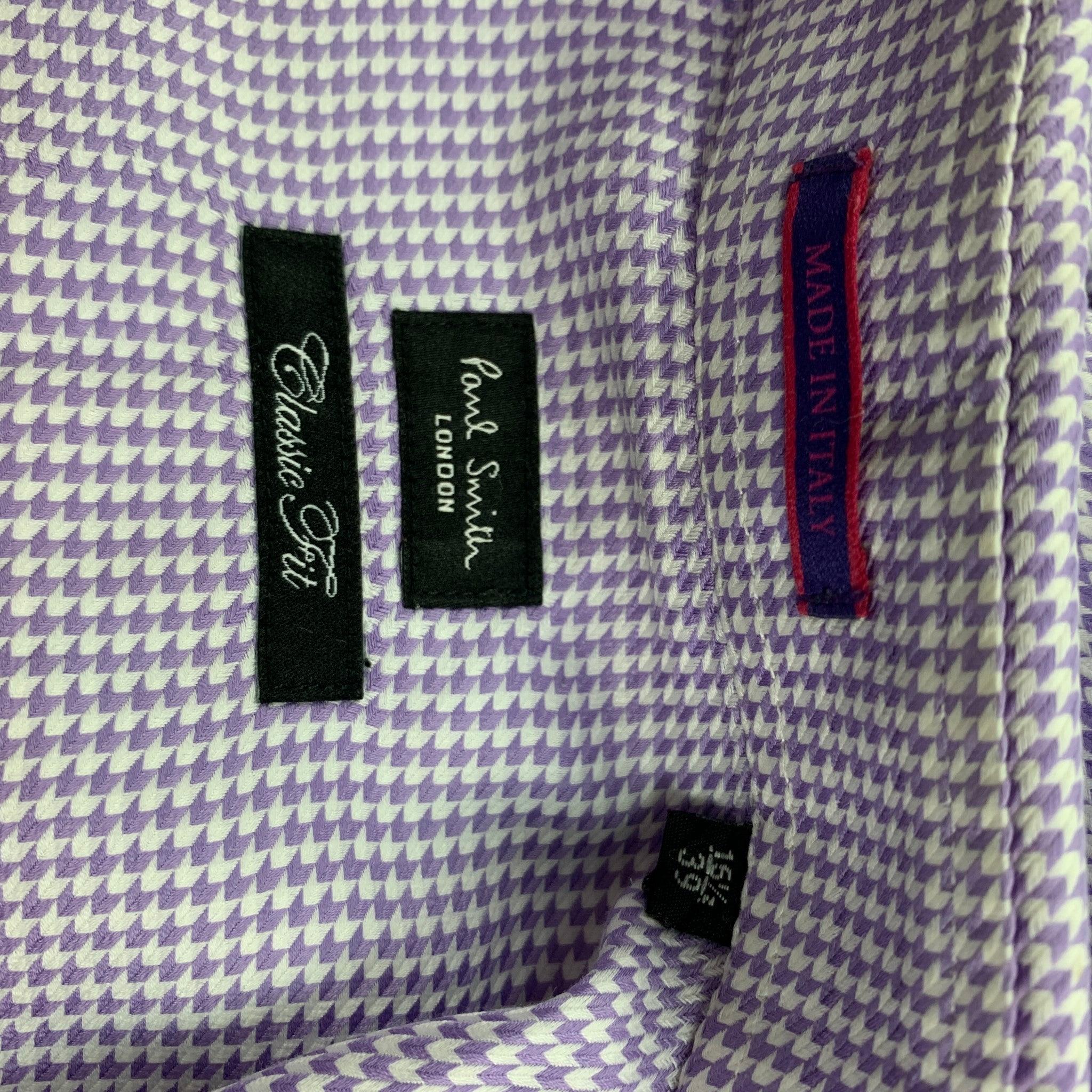 PAUL SMITH Size M Lavender White Checkered Cotton Button Down Long Sleeve Shirt For Sale 1