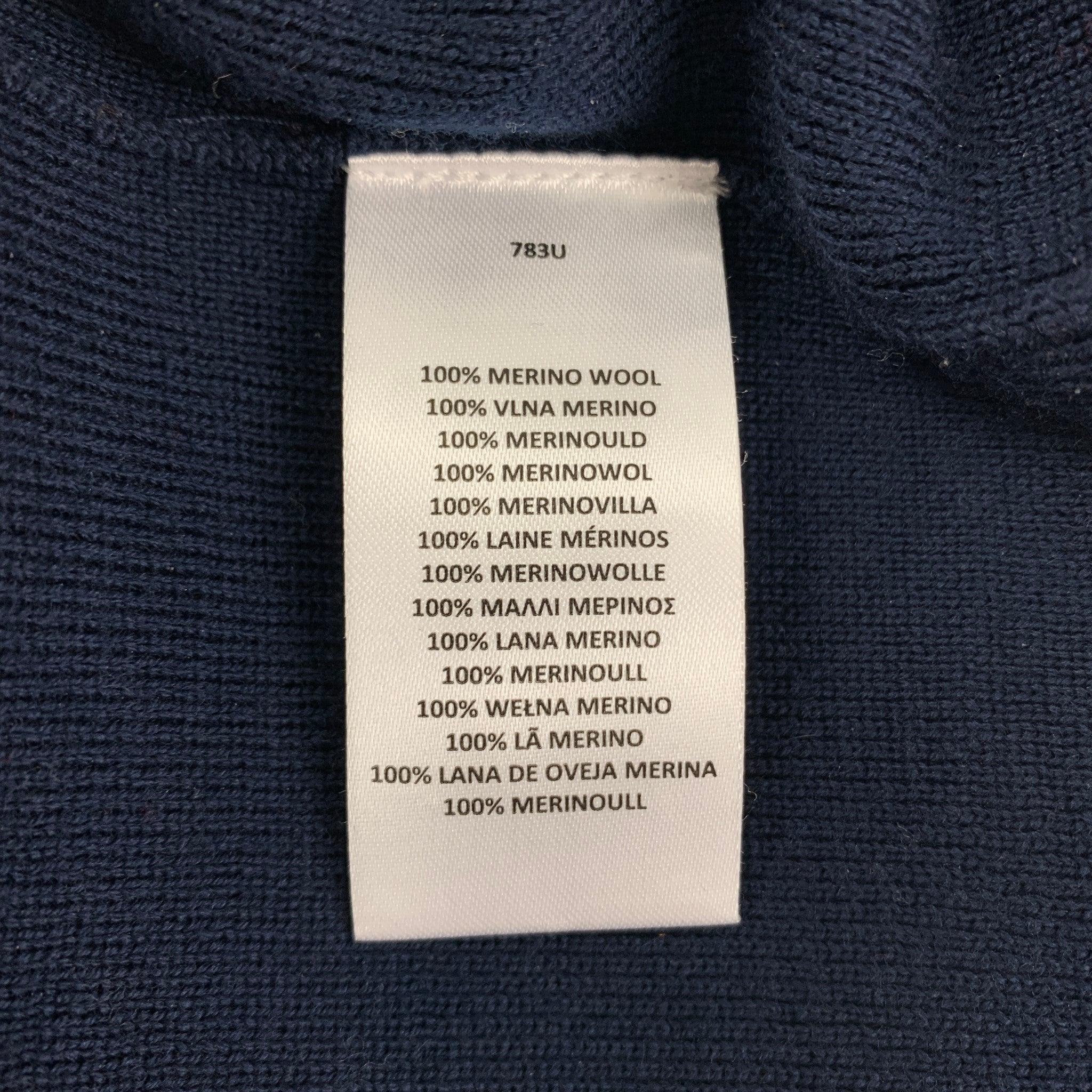 Men's PAUL SMITH Size M Navy Burgundy Color Block Merino Wool Crew-Neck Sweater For Sale