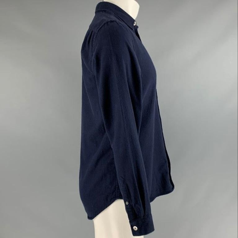 PS by PAUL SMITH long sleeve shirt
in a
navy cotton twill fabric featuring a tailored fit, spread collar, and button closure.Very Good Pre-Owned Condition. Moderate signs of wear. 

Marked:   M 

Measurements: 
 
Shoulder: 16.5 inches Chest: 39