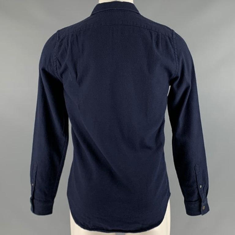 PAUL SMITH Size M Navy Twill Cotton Long Sleeve Shirt In Good Condition For Sale In San Francisco, CA