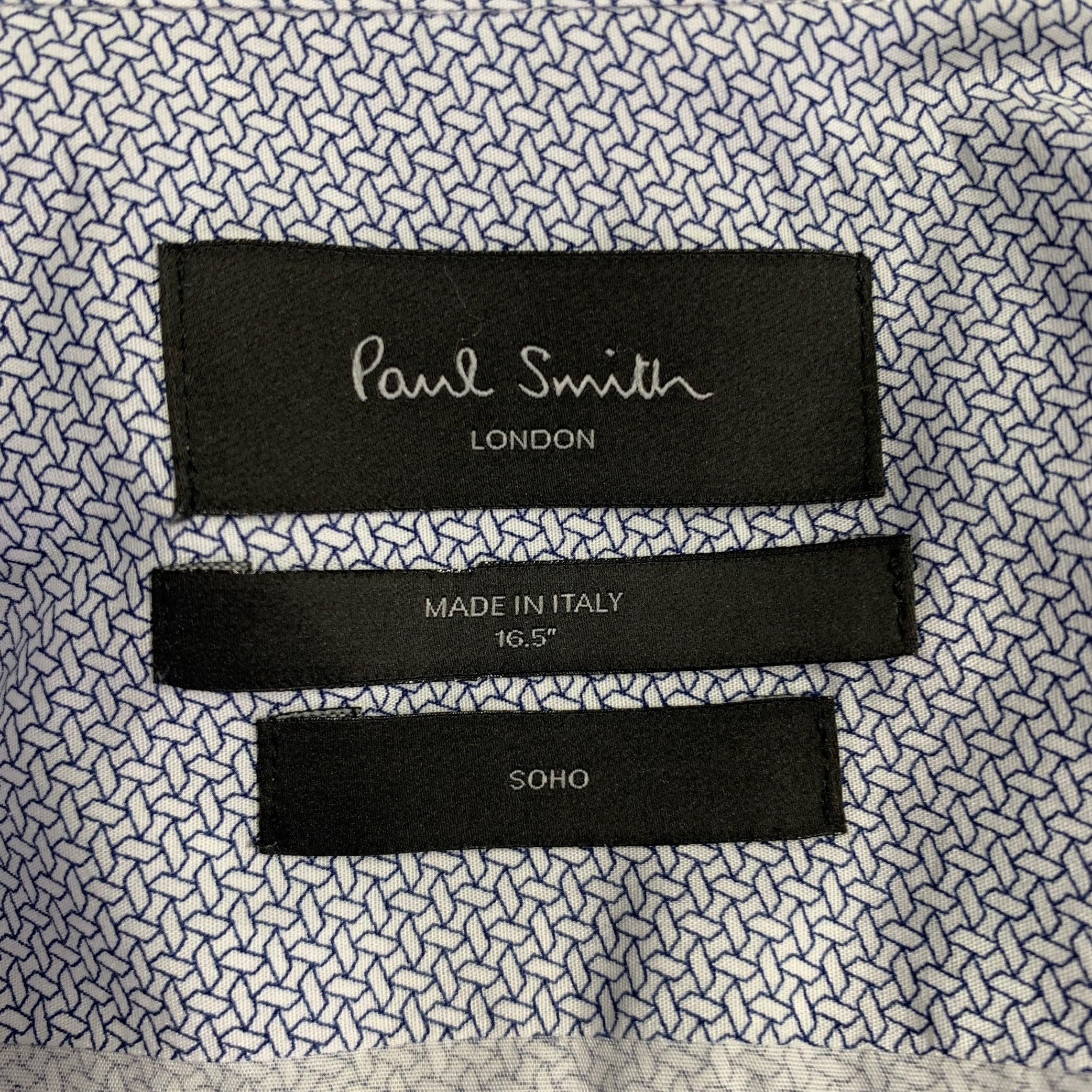 PAUL SMITH, chemise à manches longues en coton à motif blanc marine, taille M Pour hommes en vente