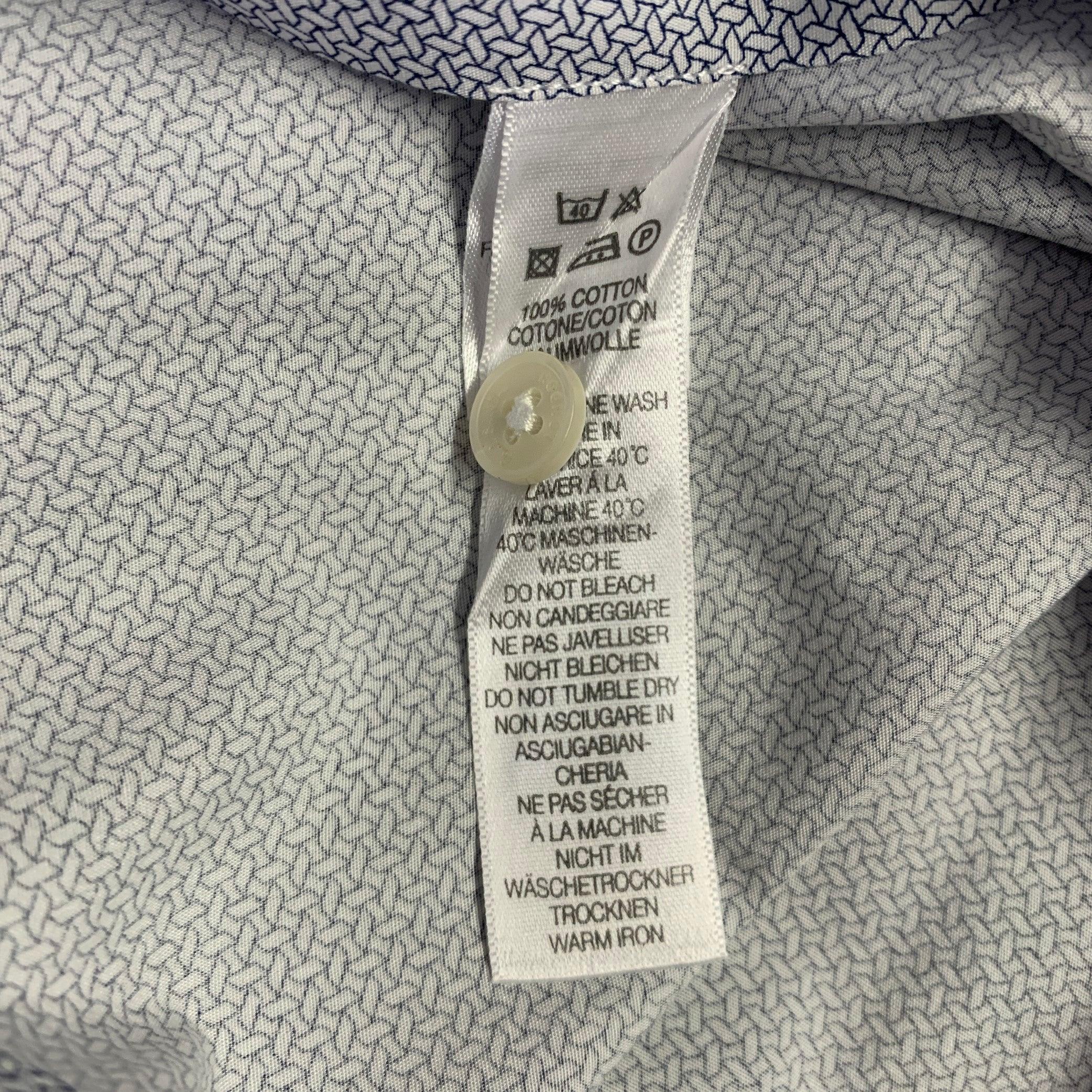 PAUL SMITH, chemise à manches longues en coton à motif blanc marine, taille M en vente 1