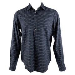 PAUL SMITH Size M Navy White Polka Dot Cotton Long Sleeve Shirt