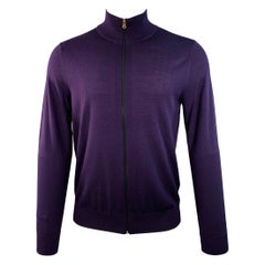 PAUL SMITH Size M Purple Merino Wool Zip Up Cardigan