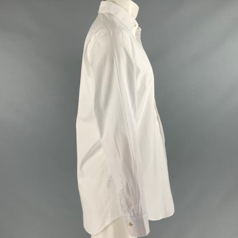 PAUL SMITH long sleeve shirt
in a white cotton blend fabric featuring a formal style, spread collar, and button closure. Made in Italy.Excellent Pre-Owned Condition. 

Marked:   15.5 

Measurements: 
 
Shoulder: 17.5 inches Chest: 42 inches Sleeve: