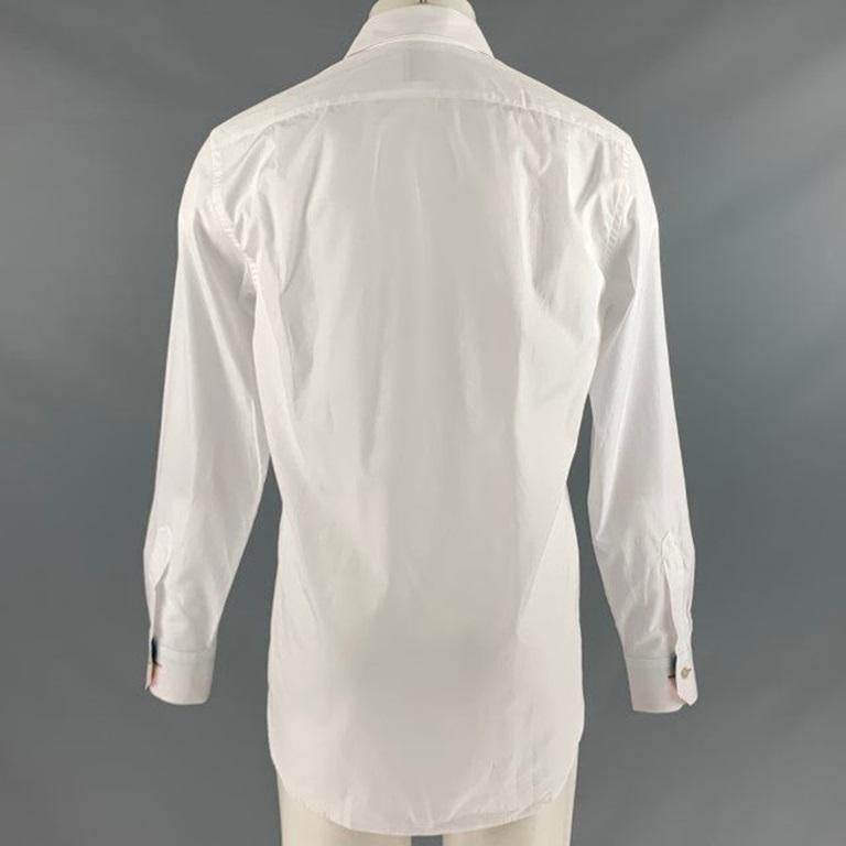 PAUL SMITH Size M White Cotton Blend Long Sleeve Shirt In Excellent Condition For Sale In San Francisco, CA